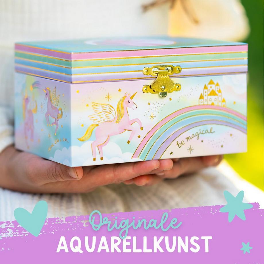 Only-bags.store  Musikalische Schmuckschatulle für Kinder - Kinderspieluhr mit drehendem Einhorn 