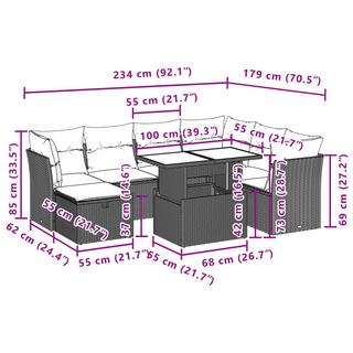 VidaXL Ensemble de canapés de jardin rotin synthétique  