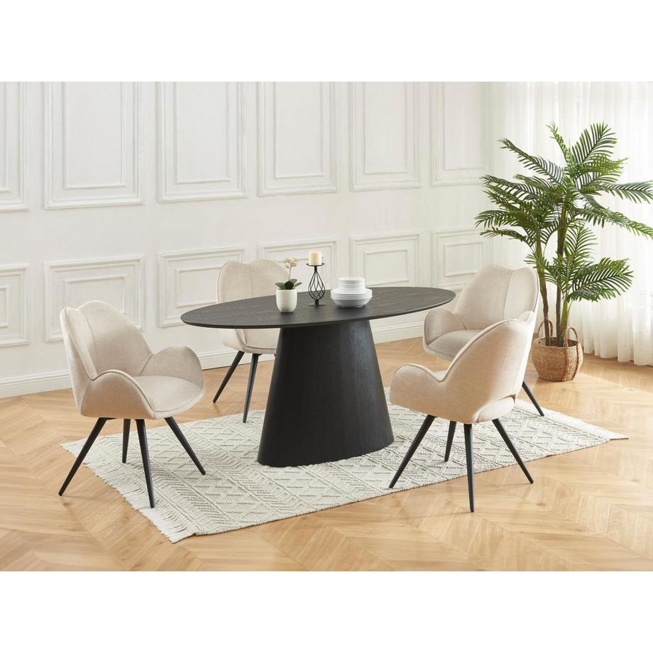 Maison Céphy Sedia girevole con braccioli in Tessuto e Metallo Nero Beige - Lotto di 6 - GULSUN della Maison Céphy  