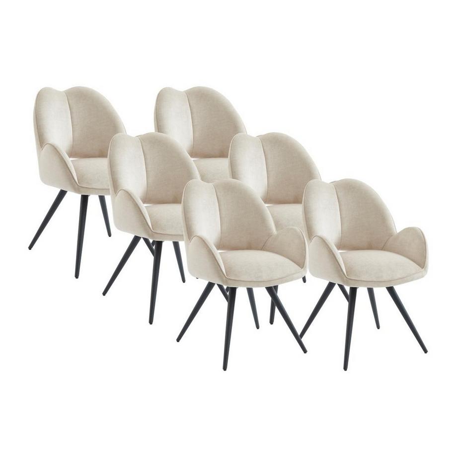 Sedia girevole con braccioli in Tessuto e Metallo Nero Beige - Lotto di 6 - GULSUN della Maison Céphy
