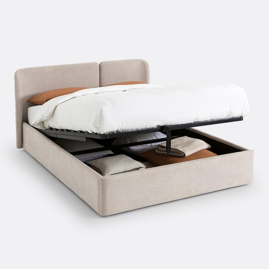 Lit coffre avec sommier relevable