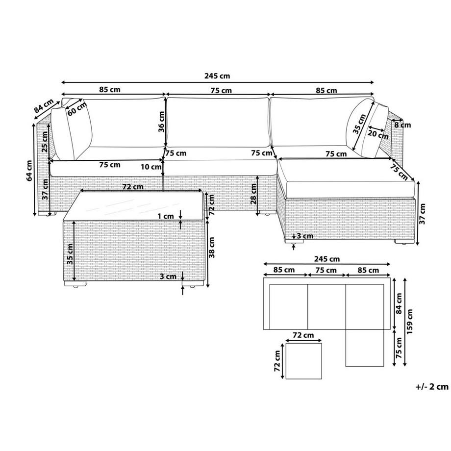 Beliani Set lounge pour jardin en Polyrotin Traditionnel SANO  