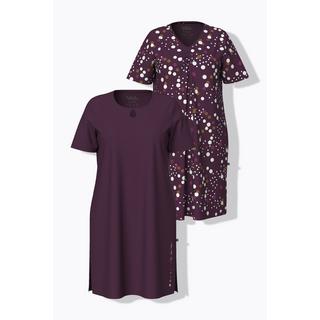 Ulla Popken Confezione Doppia Pallini Scollo Girocollo Scollo V Mezze Maniche Camicie da Notte  