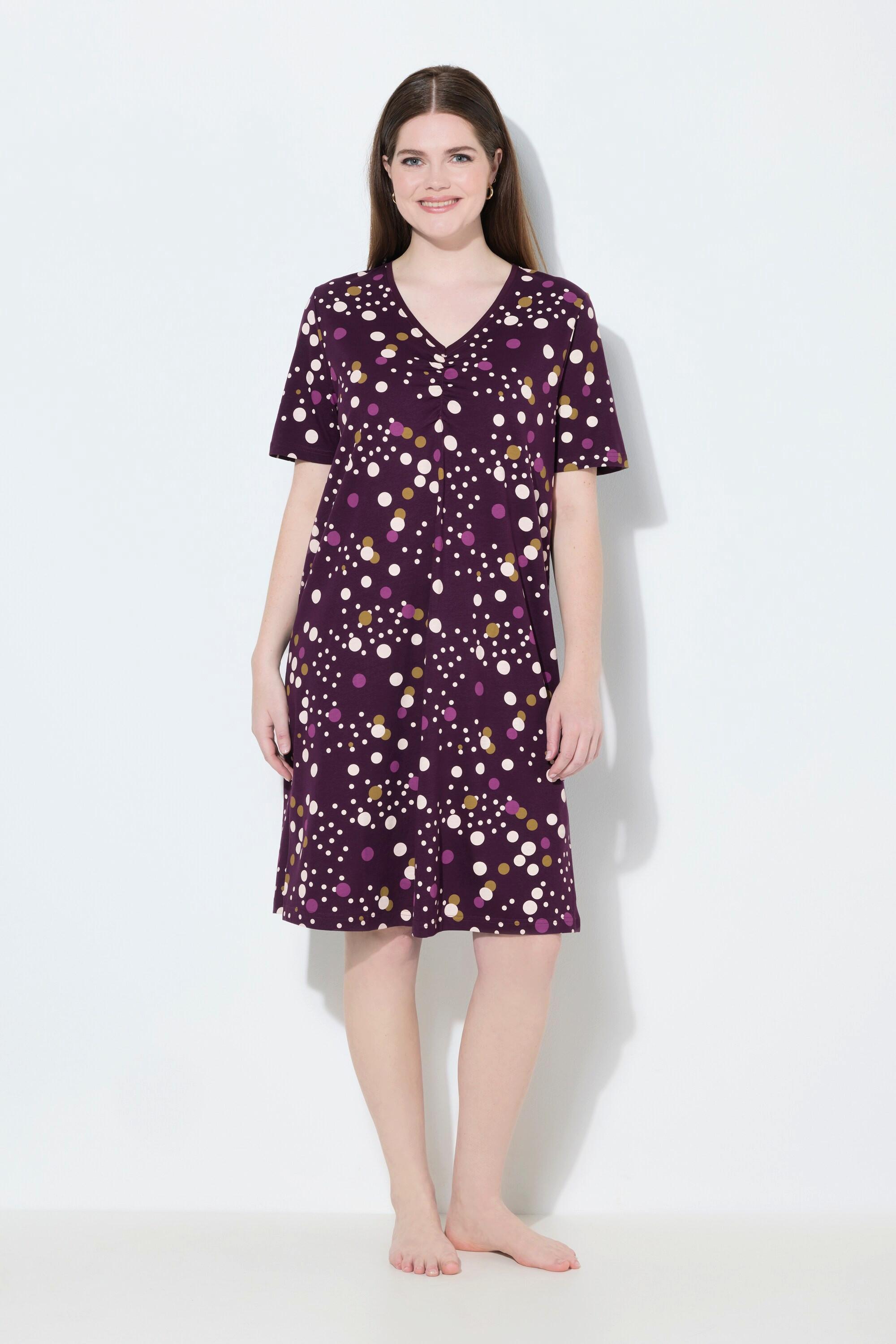 Ulla Popken Confezione Doppia Pallini Scollo Girocollo Scollo V Mezze Maniche Camicie da Notte  