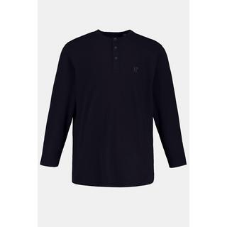 JP1880  Maglia serafino basic con maniche lunghe e abbottonatura blu notte scuro 