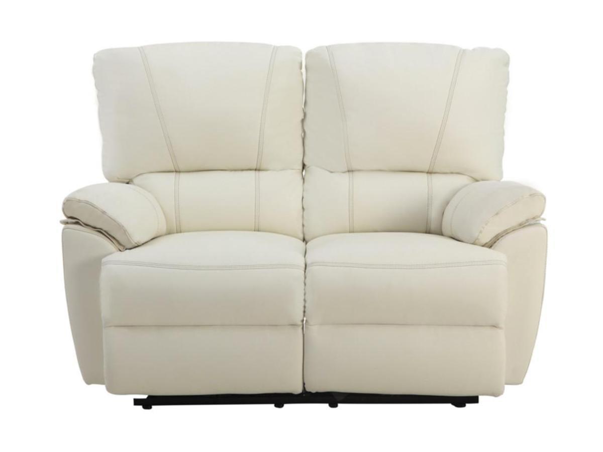 Vente-unique Relaxsofa 2Sitzer Leder elektrisch Elfenbein MARCIS  