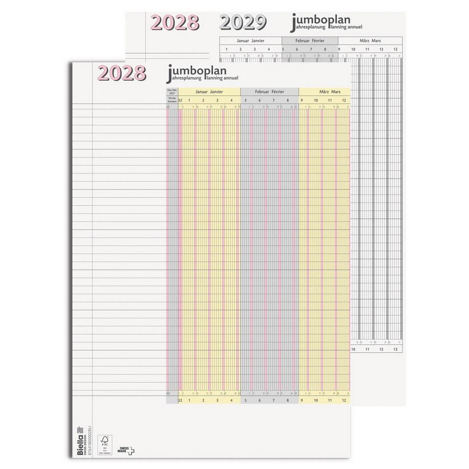 Biella Jahres-Wandplaner Jumboplan 2028  