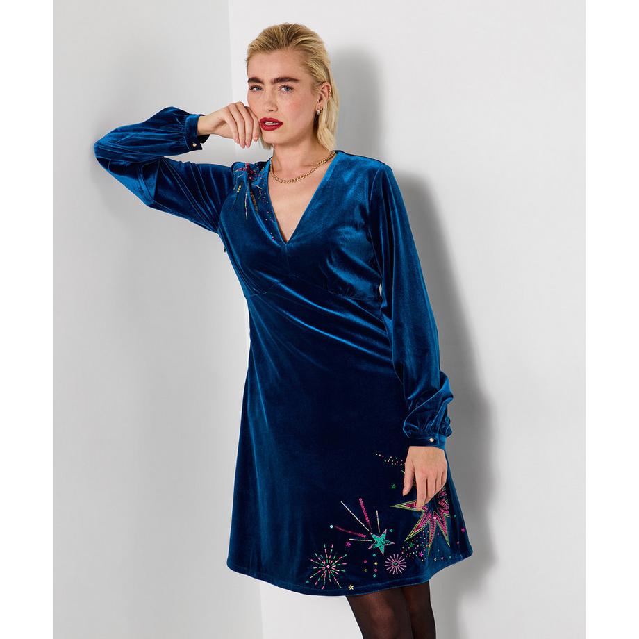 Joe Browns Robe en velours extensible à sequins  