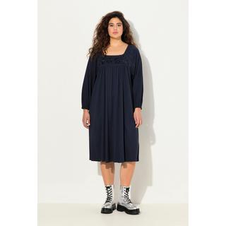 Ulla Popken  Tunika-Kleid, Ziersteine, Carree-Ausschnitt, Langarm 