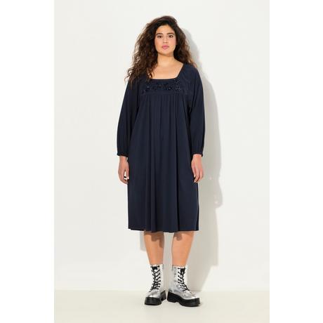 Ulla Popken  Robe tunique à encolure carrée et manches longues, pierres fantaisie 