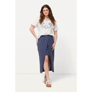 Ulla Popken Gonna di jersey a doppio strato cintura elastica cotone biologico  