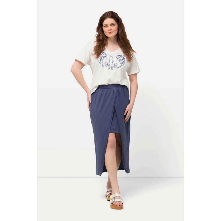 Ulla Popken Jupe doublée en jersey de coton bio taille élastique  