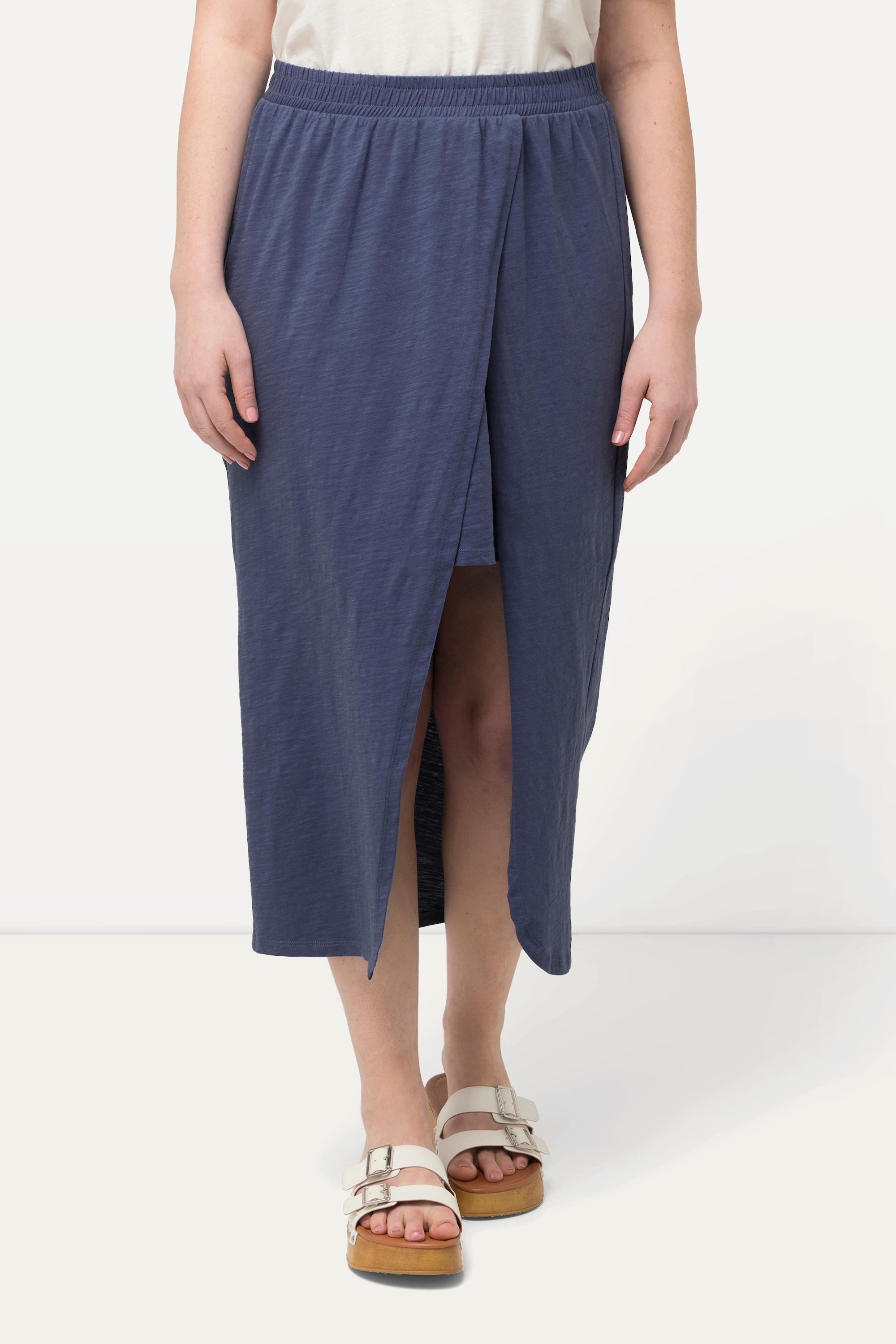 Ulla Popken Gonna di jersey a doppio strato cintura elastica cotone biologico  