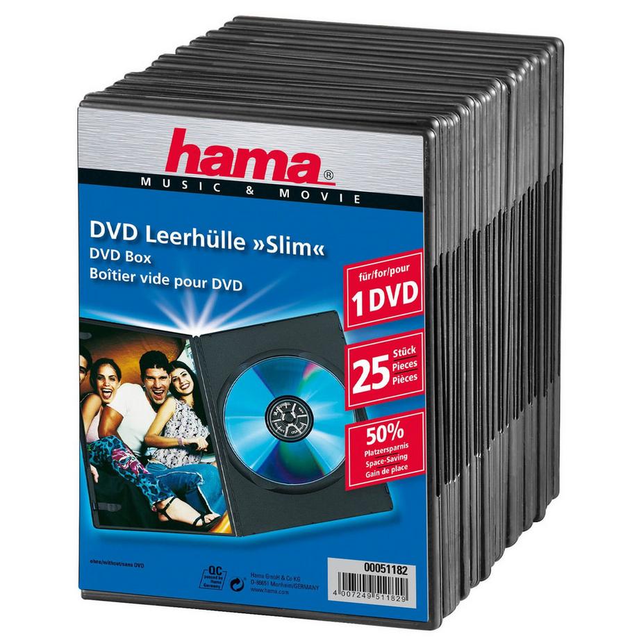 hama  HAMA DVD-Box Slim Schwarz 25er-Pack 