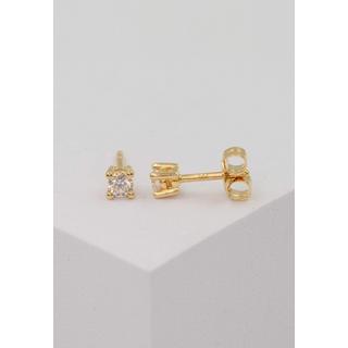 MUAU Schmuck  Clous d'oreilles solitaires 4 poignées en or jaune 750 diamants 0,20ct. 4mm 