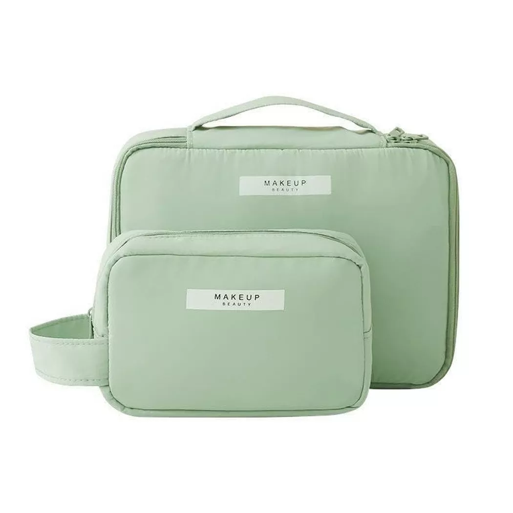 Only-bags.store - Kosmetiktasche, wasserdichte Schminktasche, Reise-Schminktasche, tragbare Schminktasche, Kosmetiktaschen-Organizer, 2 Stück, per uomo, Verde Prato, Größe