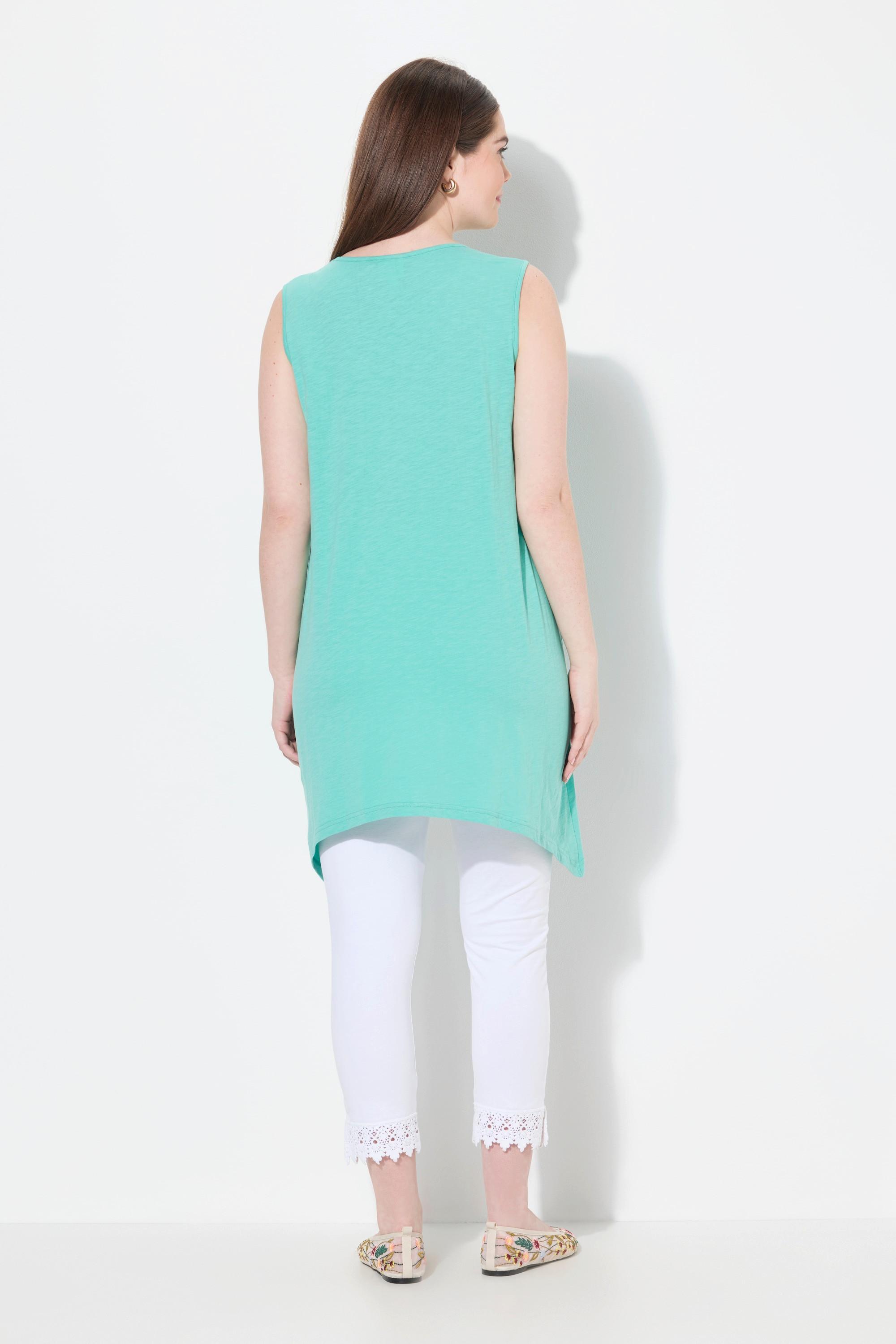 Ulla Popken Longtop Zipfelsaum A-Linie V-Ausschnitt Biobaumwolle  