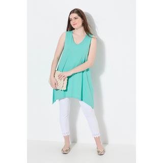 Ulla Popken Longtop Zipfelsaum A-Linie V-Ausschnitt Biobaumwolle  