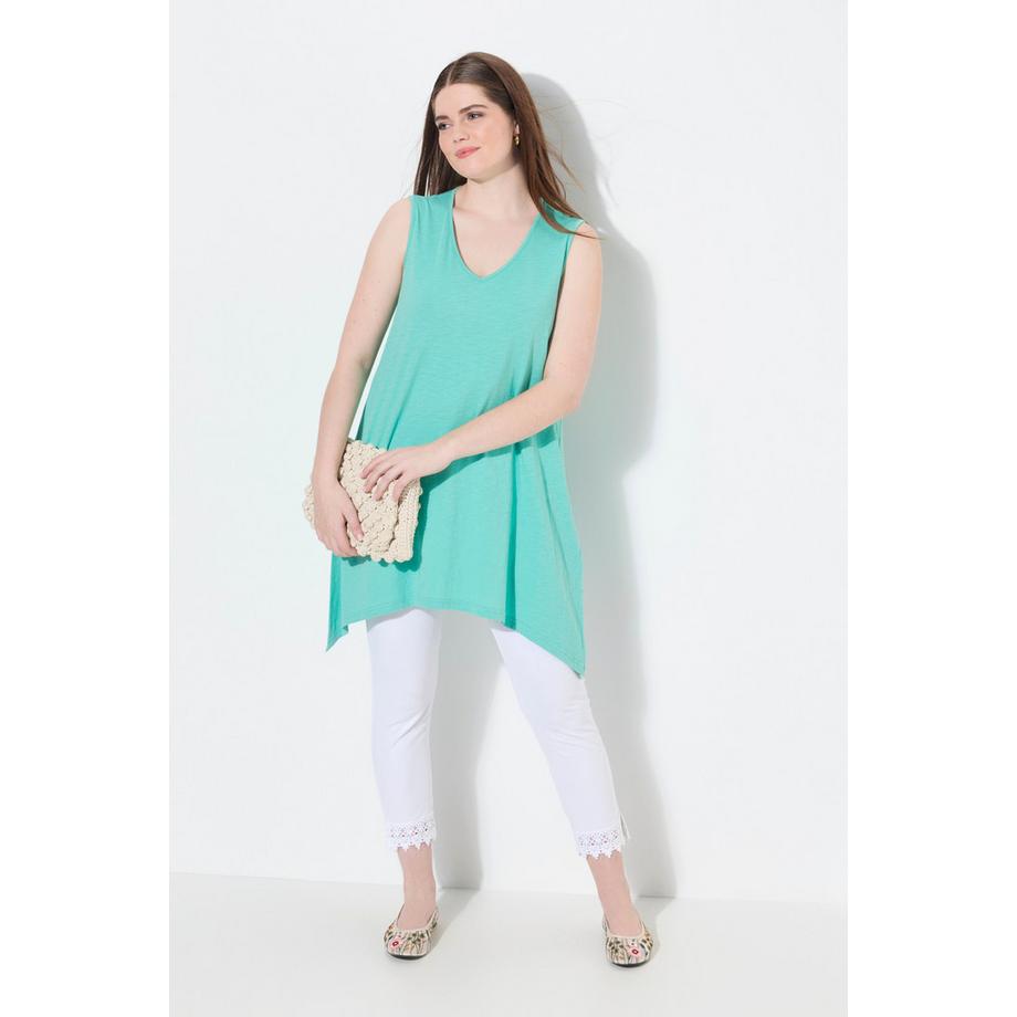 Ulla Popken Débardeur long Base en Pointe Silhouette A Décolleté V Coton Bio  