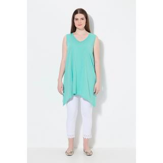 Ulla Popken Longtop Zipfelsaum A-Linie V-Ausschnitt Biobaumwolle  