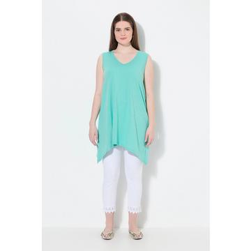 Longtop, Zipfelsaum, A-Linie, V-Ausschnitt, Biobaumwolle