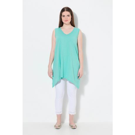 Ulla Popken Longtop Zipfelsaum A-Linie V-Ausschnitt Biobaumwolle  