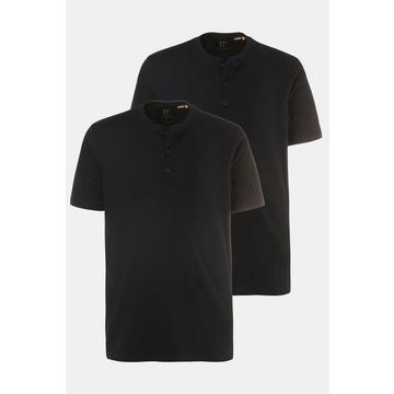 Henleys, Basic, 2er-Pack, Rundhals, Knopfleiste