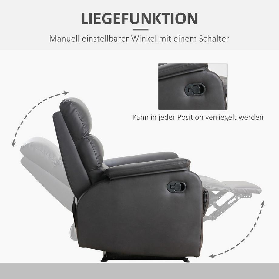 Northio Relaxsessel Fernsehsessel Couch-Sessel Liegesessel Winkelschreibtisch Mit Cpu-Ständer Verstellbar Ergonomisch Kunstleder Braun 75X 92X99Cm  