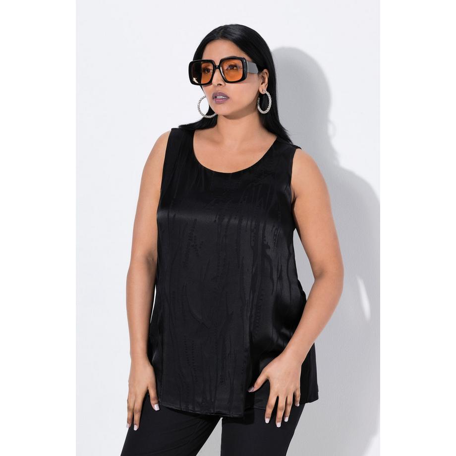 Ulla Popken A-Linie Ausbrenner-Satin Ärmelloses Blusentop  