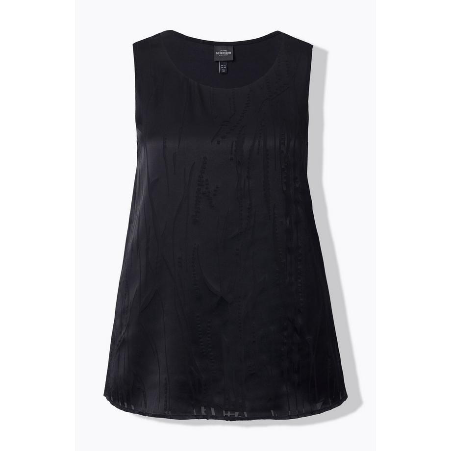 Ulla Popken A-Linie Ausbrenner-Satin Ärmelloses Blusentop  