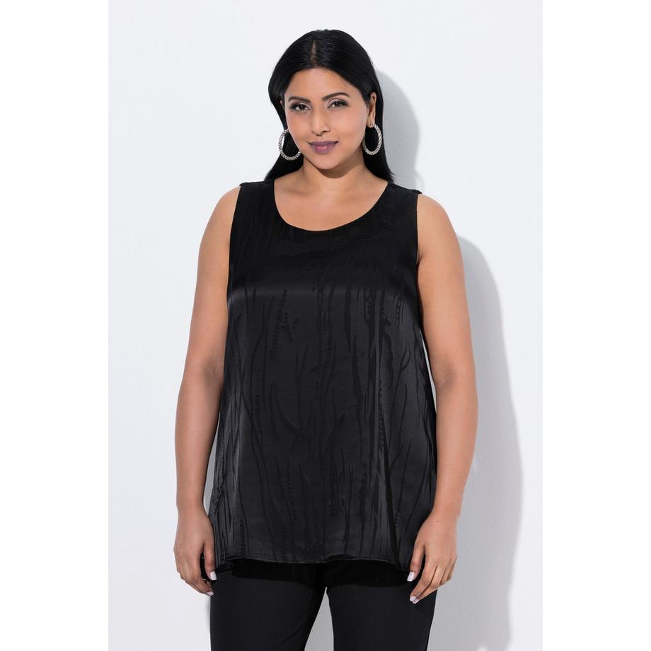 Ulla Popken A-Linie Ausbrenner-Satin Ärmelloses Blusentop  