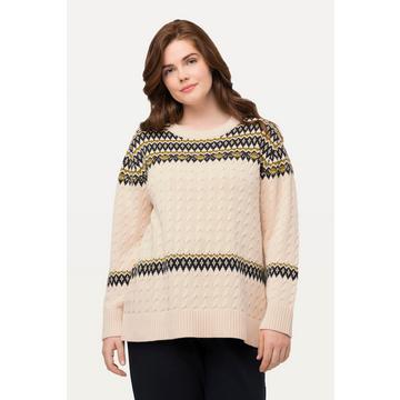 Pullover, Fair Isle, Rundhals, Langarm, Biobaumwolle