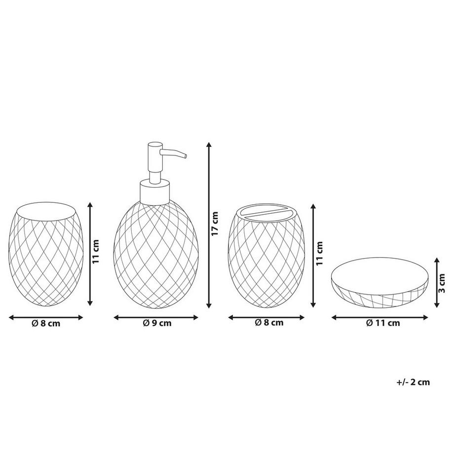 Beliani Set da 4 accessori per il bagno en Vetro Moderno CANOA  