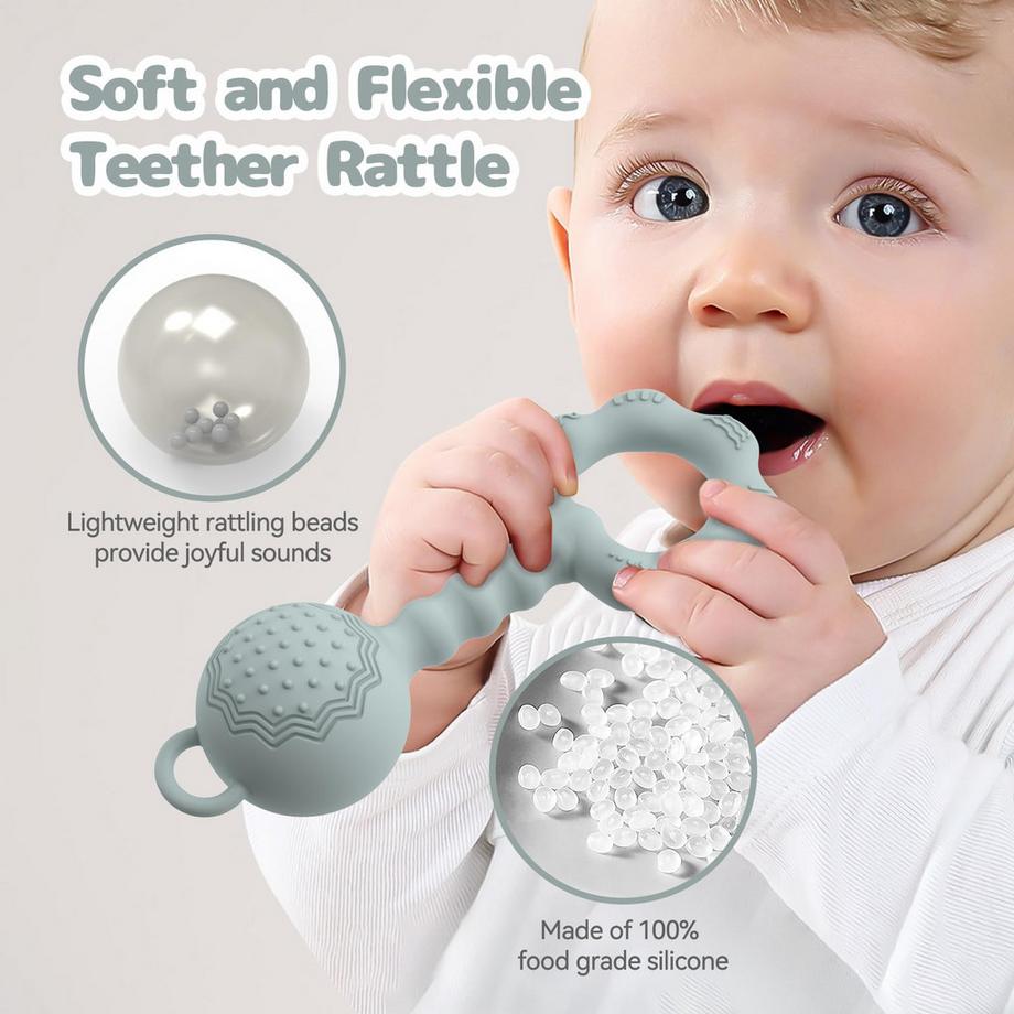 Activity-board  2-in-1-Rassel und Beißspielzeug zur Beruhigung des wunden Zahnfleisches und zur Unterhaltung von Kleinkindern 