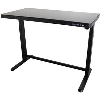 Contini Tisch höhenverstellbar schwarz mit Glas Tischplatte schwarz 1.2x0.6m  