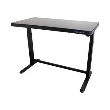 Tisch höhenverstellbar schwarz mit Glas Tischplatte schwarz 1.2x0.6m