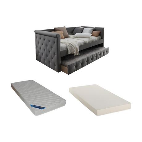 Vente-unique Ausziehbett Stoffsofa mit Lattenrost +  