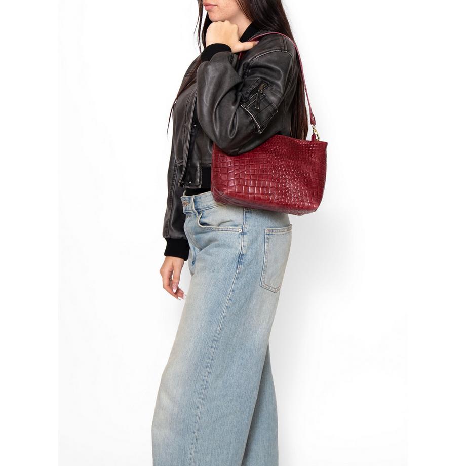 Gave Lux Sac d'épaule Gaufrage Crocodile  