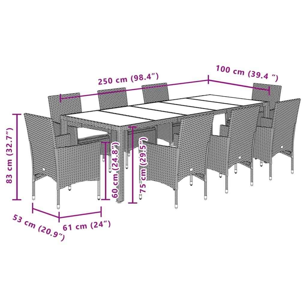 VidaXL Ensemble de salle à manger de jardin rotin synthétique  