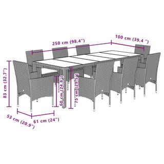 VidaXL Ensemble de salle à manger de jardin rotin synthétique  