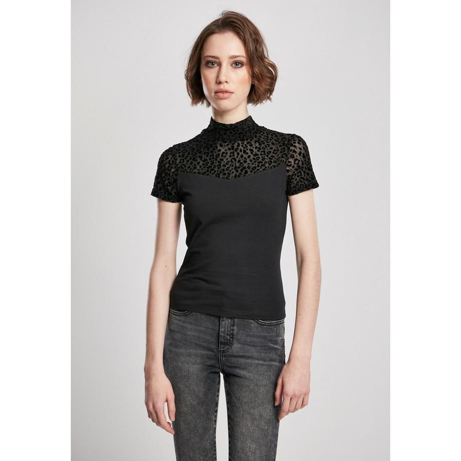 URBAN CLASSICS Flock Lace Turtleneck T-Shirt  
