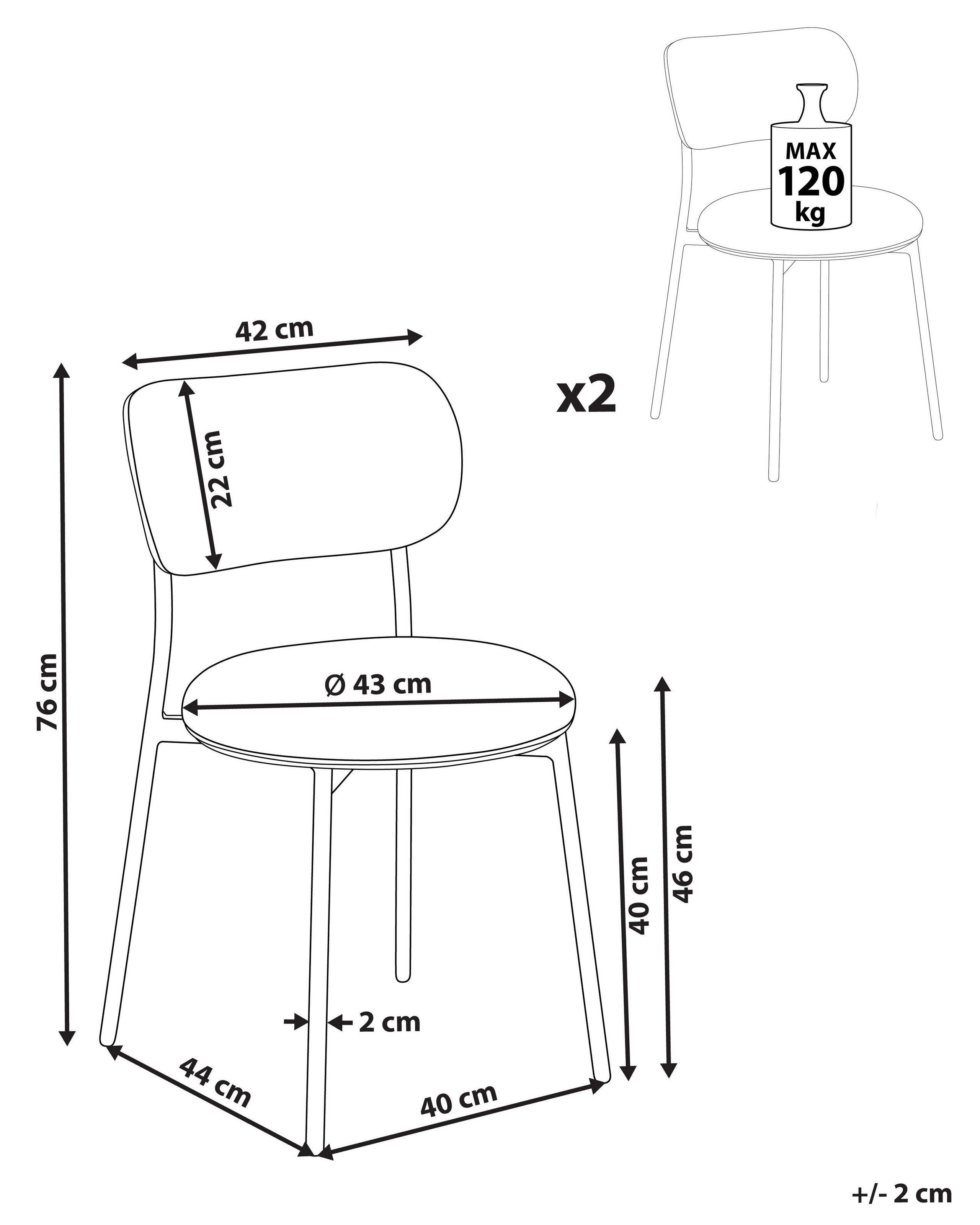 Beliani Esszimmerstuhl 2er Set aus Bouclé Modern CASEY  