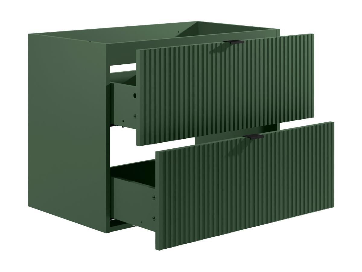 Vente-unique Mobile sotto lavabo sospeso a righe 80 cm Verde opaco - ZEVINI  