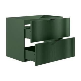 Vente-unique Meuble sous vasque suspendu strié - Vert mat - 80 cm - ZEVINI  