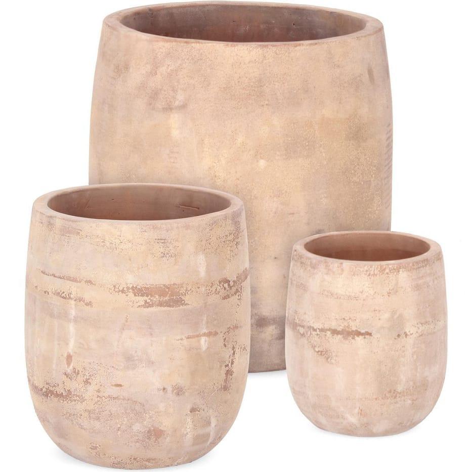 mutoni Cache-pot Minh terre cuite marron (lot de 3)  