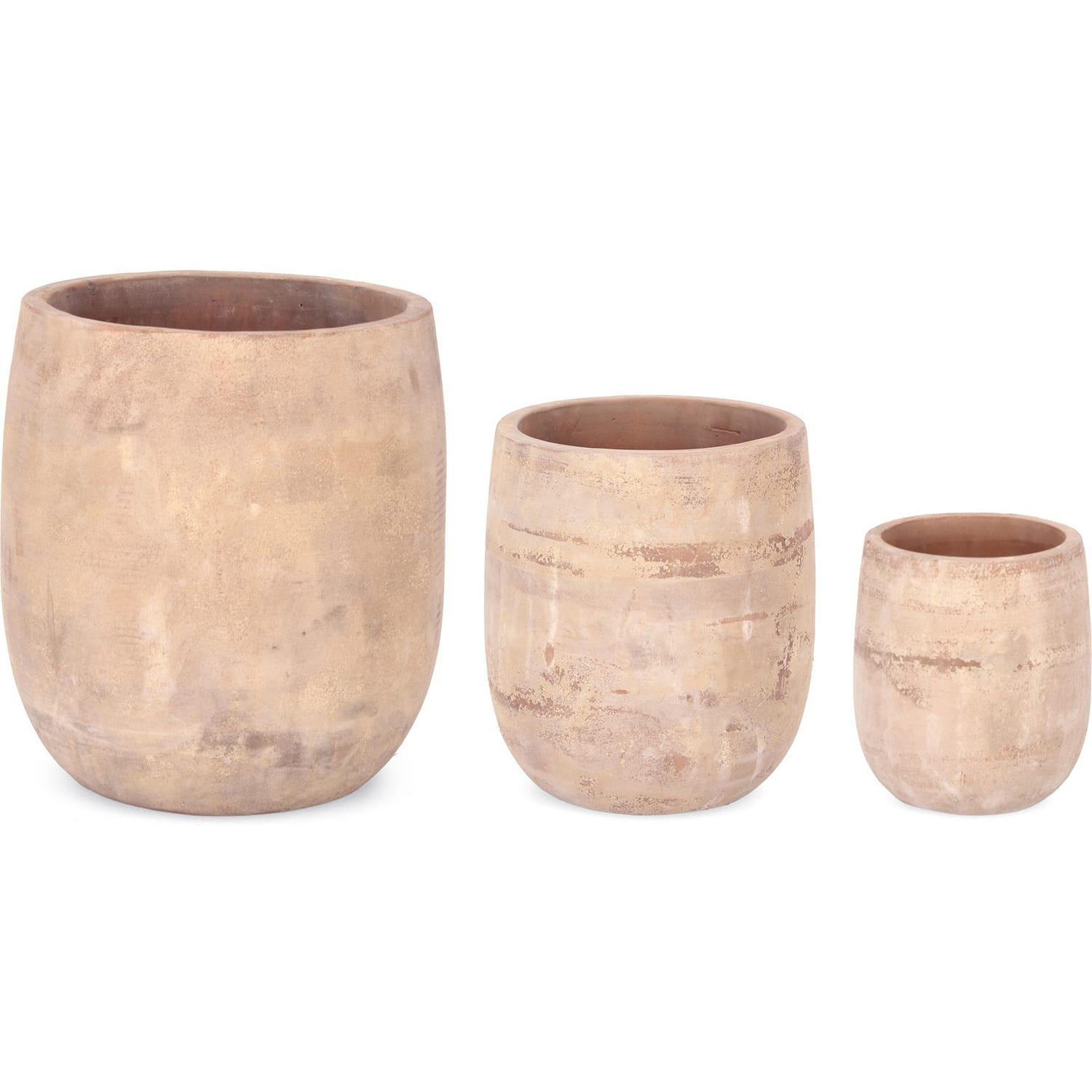 mutoni Cache-pot Minh terre cuite marron (lot de 3)  