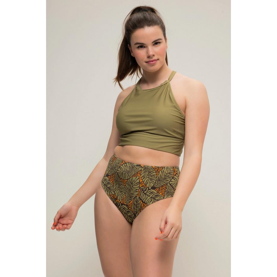 Studio Untold Slip bikini vita alta stampa foglie  