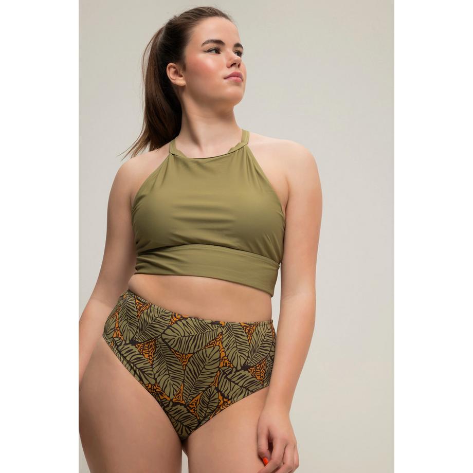 Studio Untold Slip bikini vita alta stampa foglie  