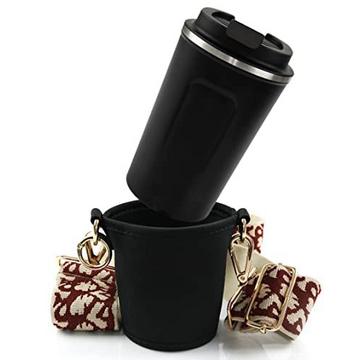 Cupholder to Go Set - porte-gobelet et tasse thermique à emporter - porte-gobelet avec bandoulière réglable - en bordeaux