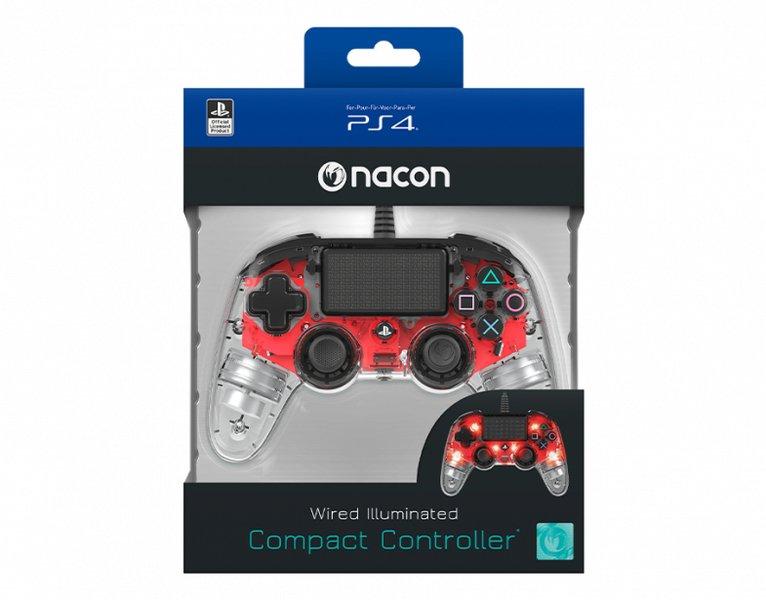 nacon  PS4OFCPADCLRED periferica di gioco Rosso, Trasparente USB Gamepad Analogico/Digitale PC, PlayStation 4 